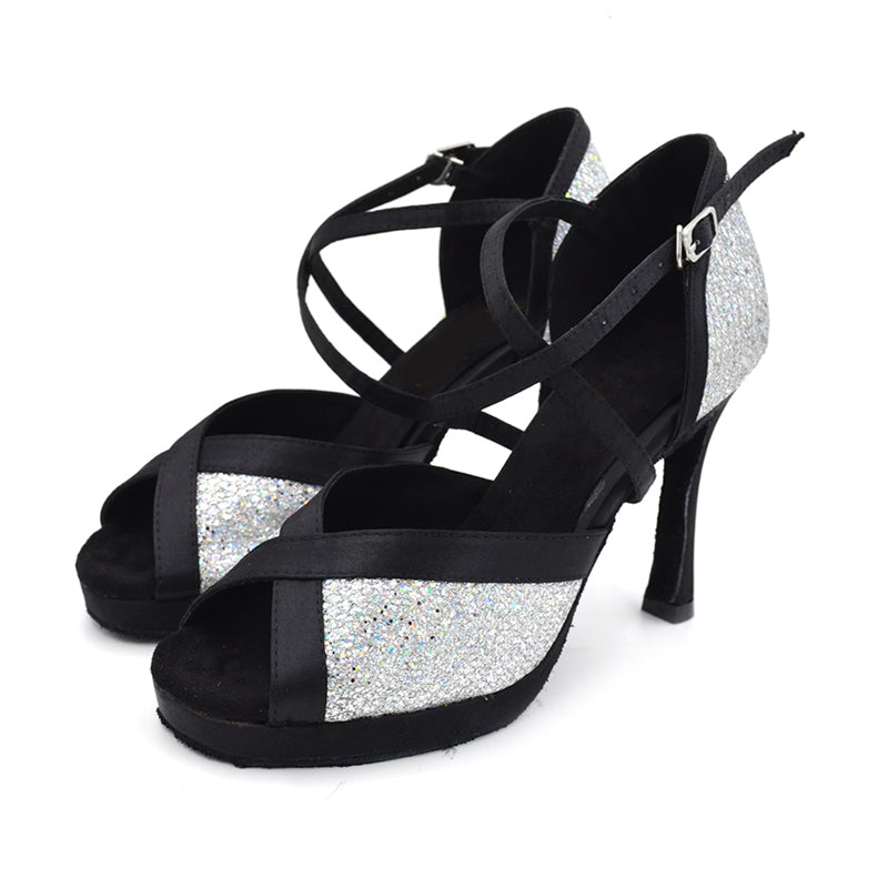 Women's Sparkling Glitter Customized Heel Latin Shoes Ballroom Dance Shoes