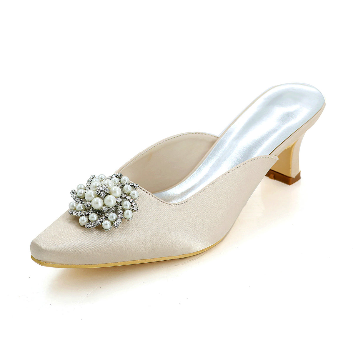 Women's Silk Satin With Ankle Strap Closed Toe Chunky Heel Party Shoes main image 1