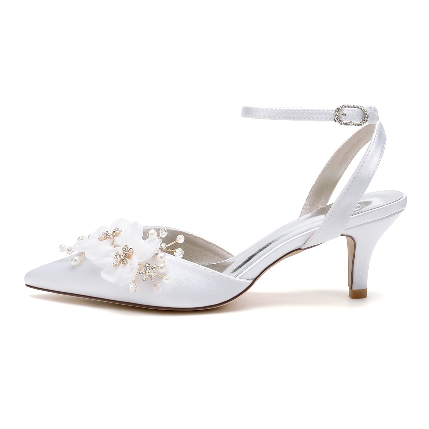Women's Satin Stiletto Heel Pumps With Rhinestone Wedding