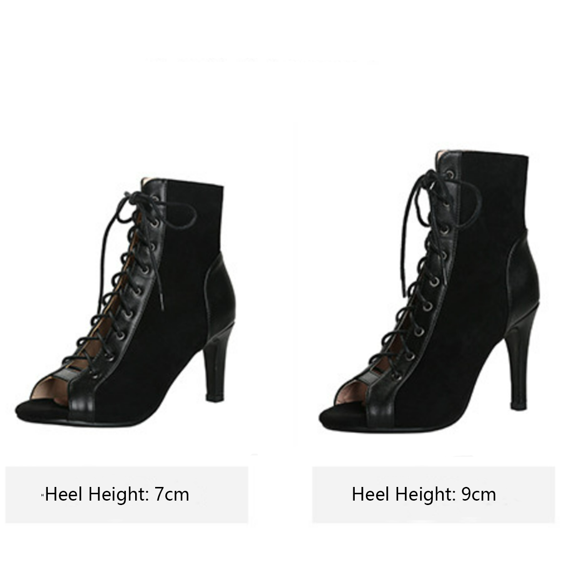 Women s 7cm 9cm Heel Suede Jazz Shoes Rubber Sole Open Toe Cut Out Boo Dancing GaGa