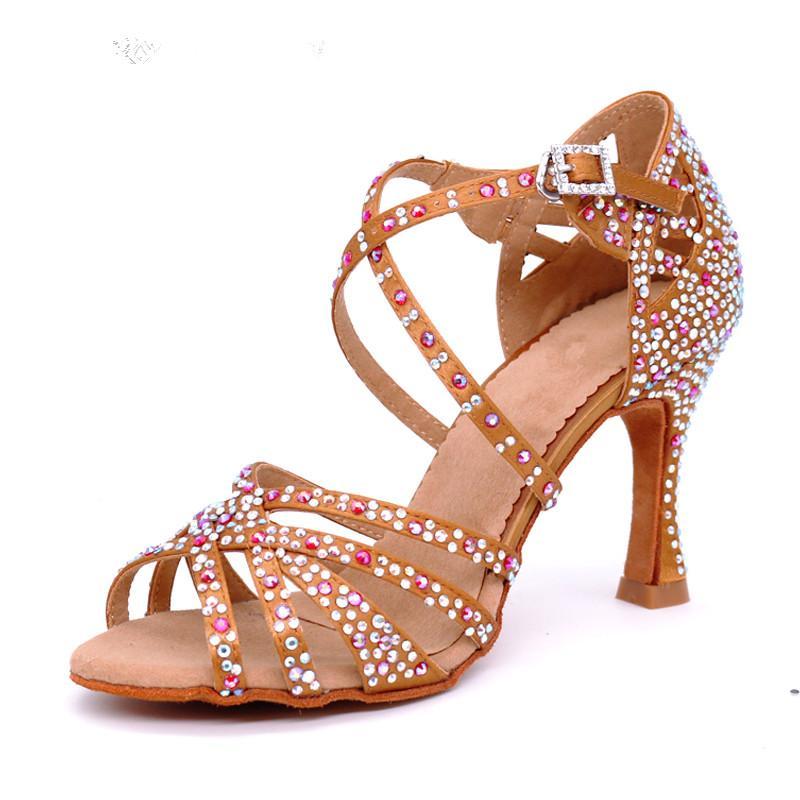 Women's Rhinestone Customized Heel Latin Shoes Salsa Shoes