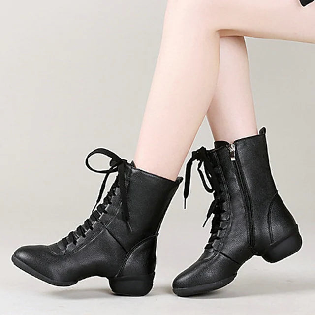 Women's Leatherette Boots Jazz With Lace-up Dance Boots/Dance Shoes ...