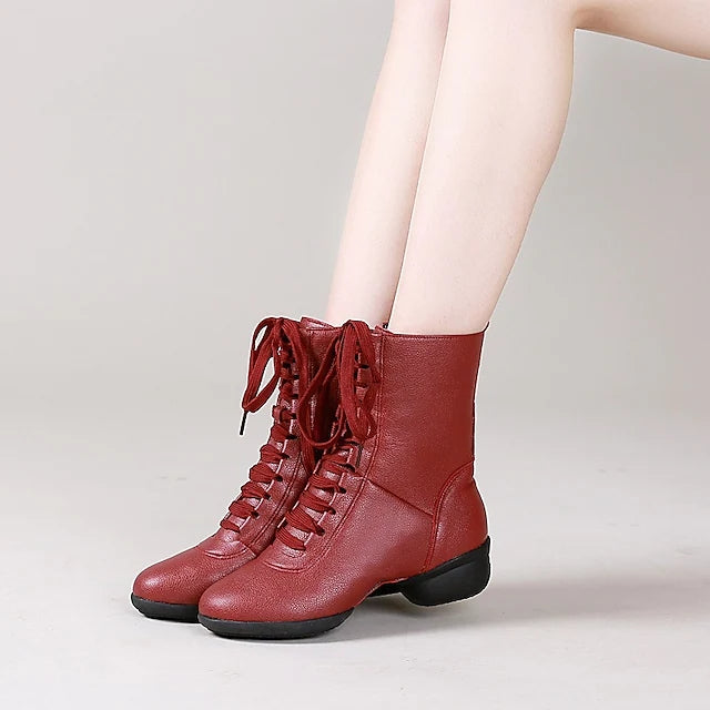 Women's Leatherette Boots Jazz With Lace-up Dance Boots/Dance Shoes ...